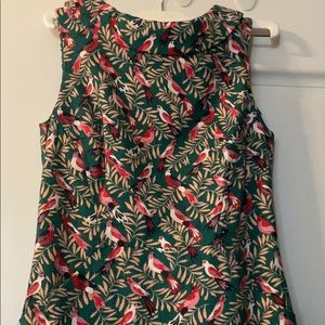 Johnnie Boden sleeveless bird printed dress.